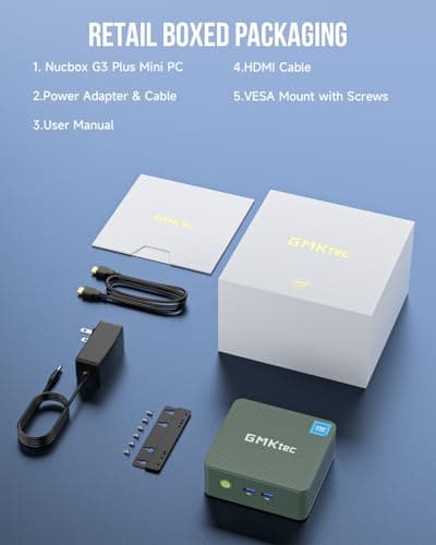 GMKtec Mini PC N150, G3 Plus Intel Twin Lake N150 (3.4GHz), 16GB DDR4 RAM 1TB PCIe M.2 SSD, Desktop Computer 4K Dual HDMI/USB3.2/WiFi 6/BT5.2/2.5G RJ45