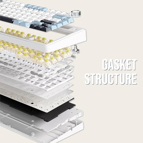 EPOMAKER x Aula F75 Gasket Mechanical Keyboard, 75% Wireless Hot Swappable Gaming Keyboard with Five-Layer Padding&Knob, Bluetooth/2.4GHz/USB-C, RGB (Light Blue, LEOBOG Reaper Switch)