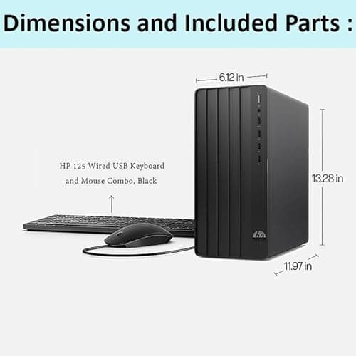 HP Tower Business Desktop Computer, 13th Gen Intel 4-Core Processor (Beat i5-12400), 32GB DDR4 RAM, 1TB PCIe SSD, WiFi Adapter, RJ-45, HDMI, VGA, KB & Mouse, Windows 11 Pro