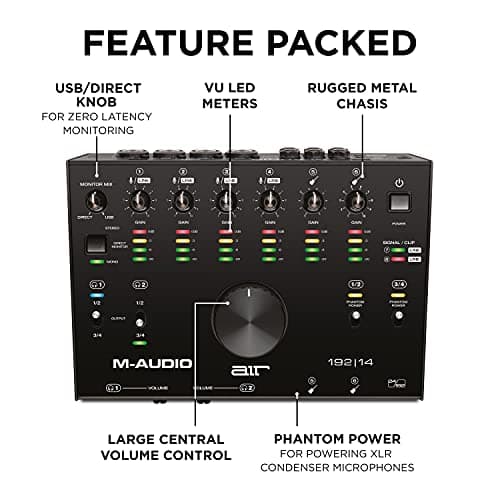 M-Audio AIR 192x14 - USB Audio Interface for Studio Recording with 8 In and 4 Out, MIDI Connectivity, and Software from MPC Beats and Ableton Live Lite