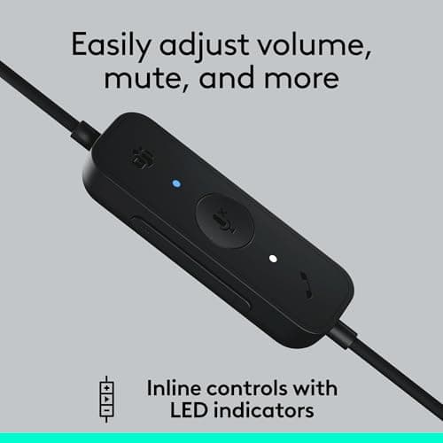 Logitech H570e USB Headset with Microphone for PC and Mac, USB-C Wired Headset with Stereo Sound, Noise-Canceling Mics and Inline Controls, Certified for Microsoft Teams, Black
