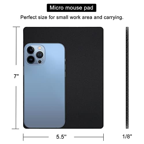 Small Mouse Pad 3 Pack, Mini Mouse Pads for Wireless Mouse and Laptop Computer, Portable Mousepad with Non-Slip Rubber Base & Waterproof Surface - Black -5.5 x 7 in