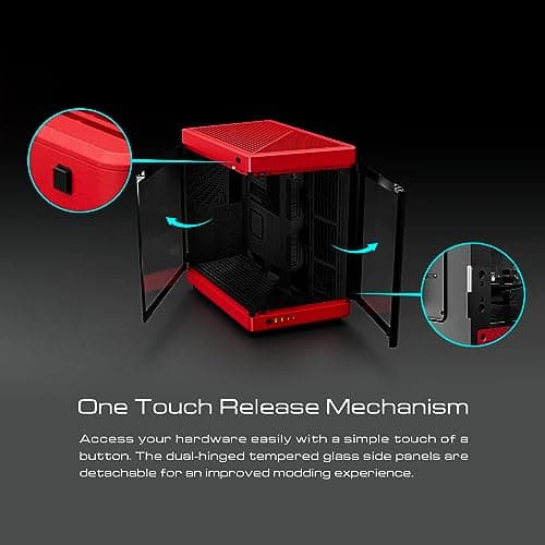 GAMDIAS RGB Tempered Glass Gaming Computer PC Case, 2-Way Standing w/Vertical & Horizontal Orientaton & One-Touch Open, Support up to 420mm AIO, Huge Cable Management & Excellent Airflow NESO P1 BR