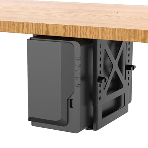 Monzlteck Adjustable Under Desk PC or NAS Mount Bracket Holder，Compatible with Desktop NAS(Network Attached Storage),CPU,UPS,Small Form Factor Desktop Tower.Xbox Series x,OptiPlex7000/7010