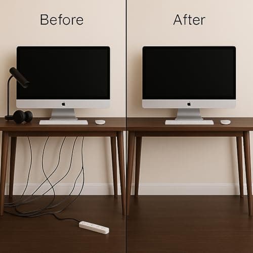 EVEO Cable Management Under Desk Kit (6 Units) - Under Desk Cable Management Cord Hider, Cable Hider Cord Management, Cable Organizer, Cord Organizer Tray | Self-Adhesive 96'' J Channel 6X16 - Black