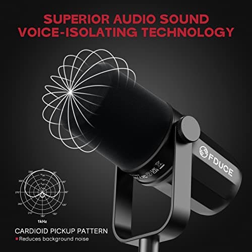 FDUCE XLR Dynamic Microphone for Vocal Recording, Podcasting, Gaming, Live Streaming&Broadcasting, All Metal Cardioid Mic, Voice-Isolating Technology SL40X