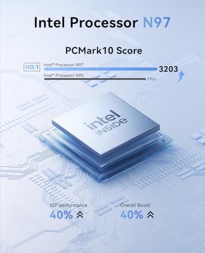 KAMRUI Mini PC Computer, Intel Processor N97 (up to 3.6 GHz), 16GB DDR4 RAM 256GB M.2 SSD, Mini Desktop Computer Support Dual 4K, WiFi, Bluetooth, Ethernet, HTPC for Business, Education, Home