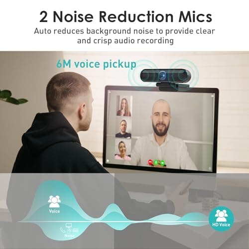 saylas 2K Webcam, FHD Streaming Camera with 2K/30fps, 1080P/60fps, Autofocus, Dual Noise-Cancelling Microphones, Privacy Cover and Tripod, for Computer/Zoom/Skype/Teams/Laptop/MacBook/Windows