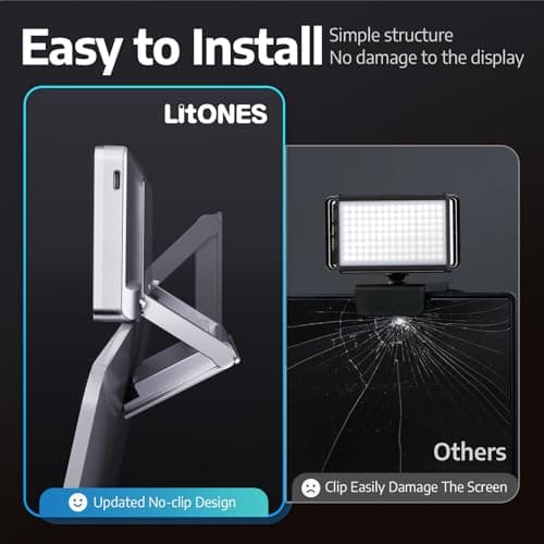 1Unit LitONES Zoom Lighting for Computer, 30 Light Modes, Portable Video Conference Lighting for Laptop, Ring Light for Desk, Zoom Call, Video Call, Video Conferencing, Remote Working Space Gray