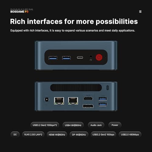 P3 Lite Mini PC, AMD Ryzen 7 6800H Mini Computers, 24GB DDR5, 1TB PCIe SSD, 4K Triple Display & USB4, Dual 2.5G LAN & Wi-Fi 6E & BT5.2, Desktop Computers for Gaming, Office, Design