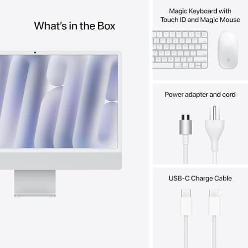 Apple 2024 iMac All-in-One Desktop Computer with M4 chip with 10-core CPU and 10-core GPU: Built for Apple Intelligence, 24-inch Retina Display, 24GB Unified Memory, 512GB SSD Storage; Silver