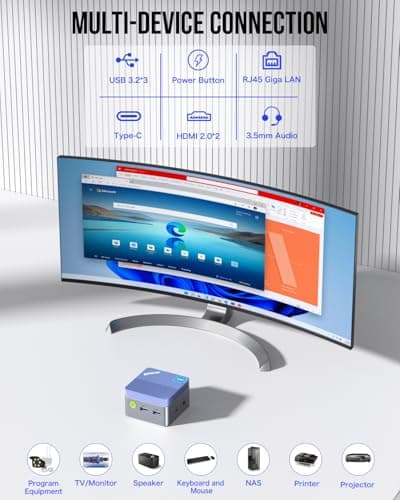 GMKtec Mini PC, G5 Micro Desktop Computer, 12th Gen Intel Alder Lake N97 (up to 3.60GHz) 12GB DDR5 256GB Hard Drive for Business, School, Office Sky Blue