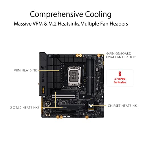 Asus TUF GAMING B760M-PLUS WIFI D4 Intel(13th and 12th Gen)LGA 1700 mATX motherboard,PCIe 5.0,2xPCIe 4.0 M.2 slots,DDR4,WiFi 6,2.5Gb LAN,USB 3.2 Gen 2x2 Type-C,front USB 3.2 Type-C,Thunderbolt (USB4)