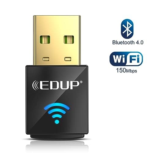 EDUP USB Bluetooth WiFi Adapter for PC, USB Bluetooth 4.0 Adapter, Wireless Nano USB Network Adapter 2.4Ghz 150Mbps, Only Compatible with Windows 11/10/7/8/8.1 -Black
