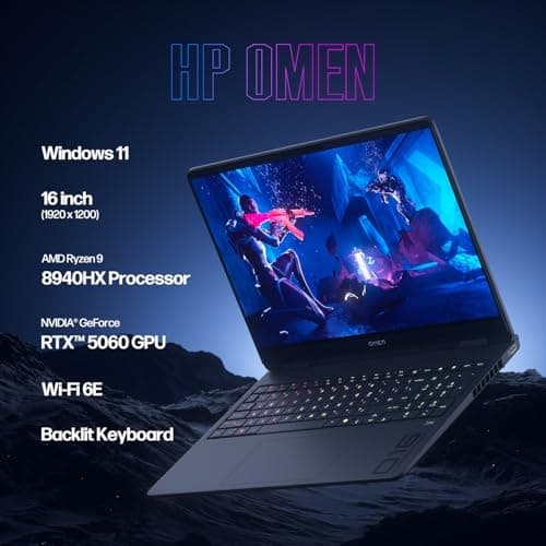 HP OMEN 16" Gaming Laptop 2K 144Hz - AMD Ryzen 9 8940HX, NVIDIA RTX 5060, 32GB RAM, 2TB SSD, RGB Backlit Keyboard, Wi-Fi 6E, Cooling Pad Bundle, Windows 11 Pro