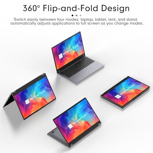 EYY 2 in 1 Laptop Computer, 15.6" 16GB DDR4 512GB SSD Touchscreen Notebook, AMD Ryzen R3 3200U(Up to 3.5 GHz), Radeon Vega 3, 1920x1080 FHD Display, Windows 11 Pro, Wifi, BT5.1 RJ45, Blacklit Keyboard