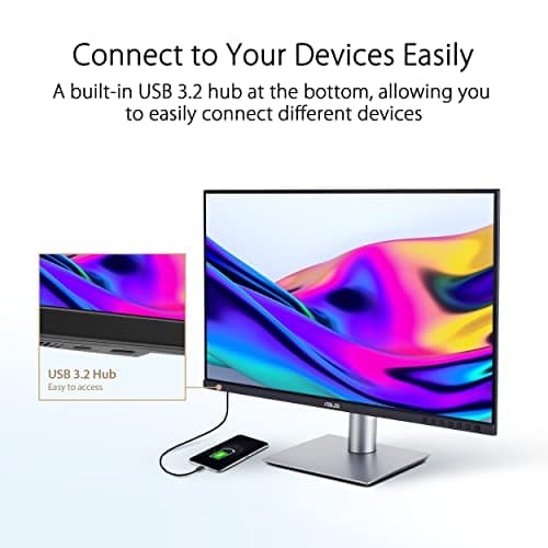 ASUS ProArt Display 27” 4K HDR Professional Monitor (PA279CRV) - IPS, UHD (3840 x 2160), 99% DCI-P3/Adobe RGB, ΔE < 2, Calman Verified, USB-C PD 96W, DisplayPort, Daisy-Chain, Ergonomic, 3yr Warranty