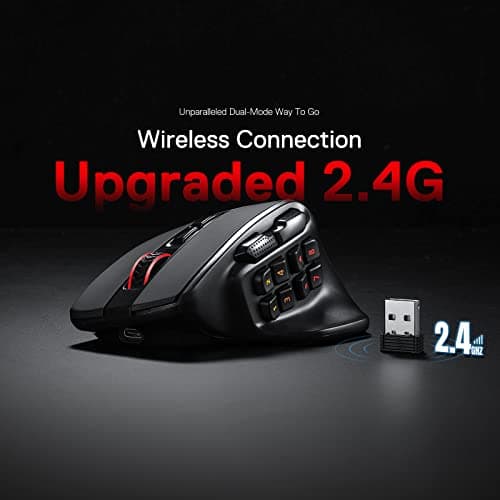 Redragon M811 PRO Wireless MMO Gaming Mouse, 15 Programmable Buttons RGB Gamer Mouse w/Ergonomic Natural Grip Build, 10 Side Macro Keys, Software Supports DIY Keybinds & Backlit