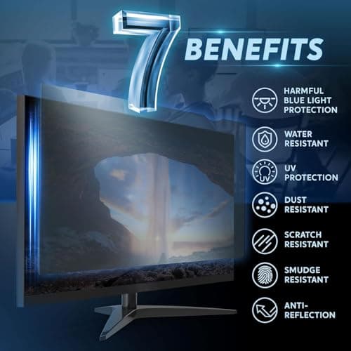 [2 Pack] 24 inch Removable Anti-Glare Blue Light Screen Protector for 16:9 Computer Monitor Display– Anti-Glare, Anti-Scratch, PC Anti-UV Eye Protection Filter Film