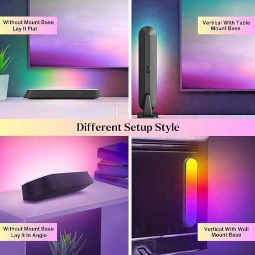 Smart LED Light Bars -RGB Lights w/ 16M Colors -RGB Light Bar for Room, Music Sync, Entertainment & LED Gaming - LED Bar Lights for Gaming Setup Accessories - Colorful Lighting (7-Pc Set)