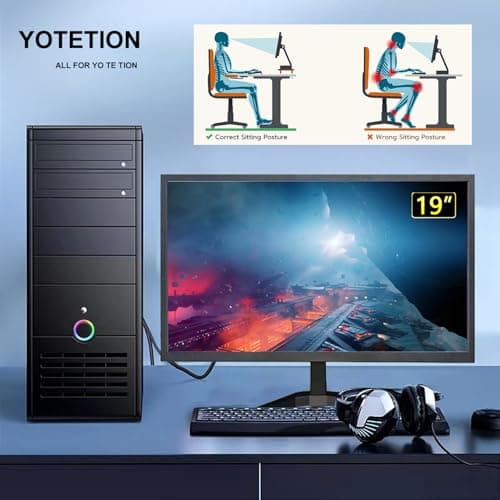 19 inch HD (1440 x 900) Monitor, 75Hz Refresh Rate, HDMI x1, VGA x1, Small Thin Monitor for laptops, Computers and desktops,LED Display, VGA/HDMI Connection.VESA:75 * 75MM