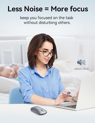 TECKNET Wireless Mouse, BT5.0/3.0 2.4GHz Silent Computer Mouse with USB Receiver,4000DPI Rechargeable Portable Bluetooth Mouse for Laptop/MacBook/Pro/iPad/Windows