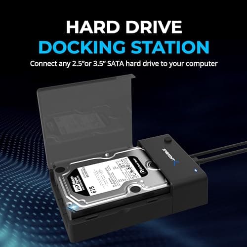 SABRENT USB 3.0 to SATA External Hard Drive Lay-Flat Docking Station for 2.5 or 3.5in HDD, SSD [Support UASP] (EC-DFLT)
