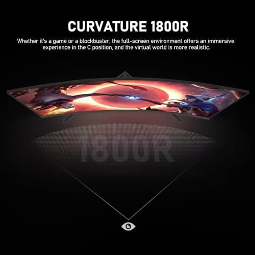 32 inch 2K QHD(2560×1440P) 165Hz Curved Gaming Monitor,PC Screen, 1ms，FreeSync, 98% sRGB，178° Wide Viewing Angle，DisplayPort、HDMI, Wall Mount Compatible 100 * 100MM Wall - Black