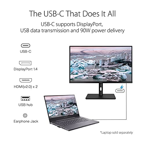 ASUS ProArt Display 32” 4K HDR Monitor (PA329CV) - UHD (3840 x 2160), IPS, 100% sRGB/Rec.709, ΔE < 2, Calman Verified, USB-C Power Delivery, DisplayPort, HDMI, USB 3.1 Hub, C-clamp, Height Adjustable