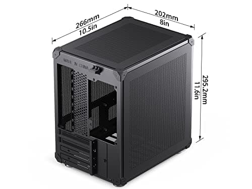 JONSBO C6 Black Mini MATX Mesh PC Case,Simple Compact Desktop Micro ATX Chassis,Upper Cover/Side Panel Tool-Free Open pc case, ATX Power Bite (L185mm Max.),Support 75mm CPU Cooler,GPU200-255mm