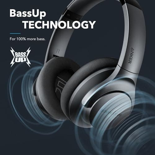 Soundcore Anker Life Q20 Hybrid Active Noise Cancelling Headphones, Wireless Over Ear Bluetooth Headphones, 70H Playtime, Hi-Res Audio, Deep Bass, Memory Foam Ear Cups, Travel, Office, USB-C Charging
