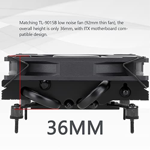 Thermalright AXP90 X36 Black Low Profile CPU Cooler, with 92mm TL-9015B Slim PWM Fan, ITX CPU Cooler, AGHP Technology, 36mm Height,for AMD AM4 AM5/Intel 1150/1151/1155/1851/1200/1700(AXP90 X36 Black)