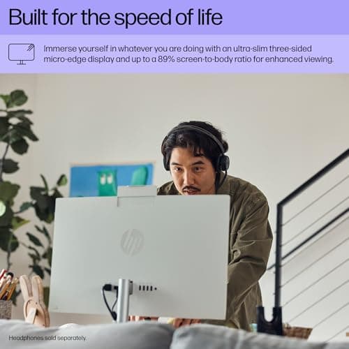 HP 23.8 inch All-in-One Desktop PC, FHD Display, Intel Core i5-1334U, 16 GB RAM, 512 GB SSD, Intel UHD Graphics, Windows 11 Home, Shell White, 24-cr0112 (2025)