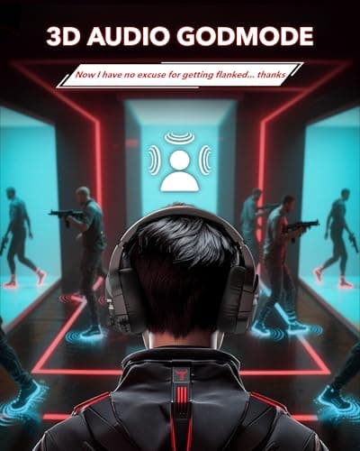 BINNUNE Wireless Gaming Headset with 2.4GHz for PS5, PS4, PC, Switch, FPS Gamers, 120Hrs+ Bluetooth 5.3 Gaming Headsets with Noise Canceling Mic, 50MM Headphones for Laptop, Mobile, Mac (Red)