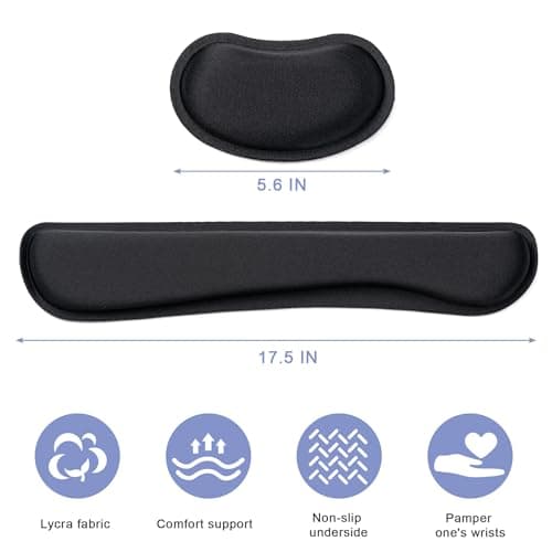 Hoewina Keyboard Wrist Rest,Ergonomic Wrist Rest,Superfine Fabric and Gel Memory Foam Wrist Pad for Computer Keyboard for Easy Typing & Pain Relief, Suitable for Office, Family, Outdoor, Black