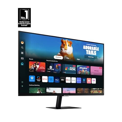 SAMSUNG 27-Inch M5 (M50D) Series FHD Smart Monitor with Streaming TV, Speakers, HDR10, Gaming Hub, Multiple Ports, Workout Tracker, Vision Accessibility Tools, LS27DM500ENXGO, 2024