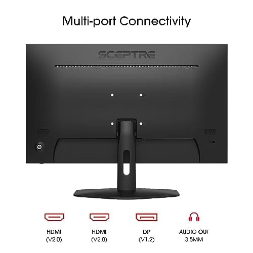 Sceptre New 24-inch Gaming Monitor 100Hz 1ms DisplayPort HDMI x2 100% sRGB AMD FreeSync Build-in Speakers, Eye Care Frameless Machine Black 2024 (E248W-FW100T)