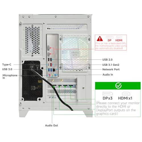 LXZ Gaming PC Desktop AMD Ryzen 7 8700F | AMD Radeon RX 7650GRE 8GB | 32GB DDR5 RAM | 1TB SSD | High-End Tower Computer(White)