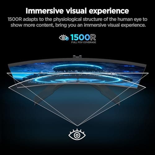 KOORUI 24 inch Curved Gaming Monitor 180Hz FHD 1080P Computer Monitor,1ms 1500R VA Display,Adaptive Sync, FreeSync Premium,HDR10,HDMI2.0X2&DP1.2,VESA Compatible,Tilt Adjustable,Eye Care,24E6CA