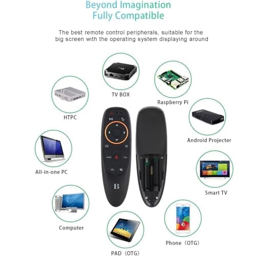 BL Air Mouse Remote Control, Voice Remote 2.4G RF Wireless Remote Control with 6-Axis Gyroscope IR Learning, USB Air Mouse Remote for PC Smart TV Android TV Box HTPC Laptop Projector Android Windows