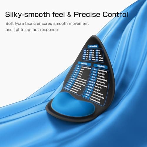 Mouse Pad with Wrist Rest - Ergonomic Memory Foam Support, Small Cute Excel Cheat Sheet Mousepad with Windows & Office Shortcuts, Non-Slip PU Base, for Computer Desk Laptop Travel, Black Blue