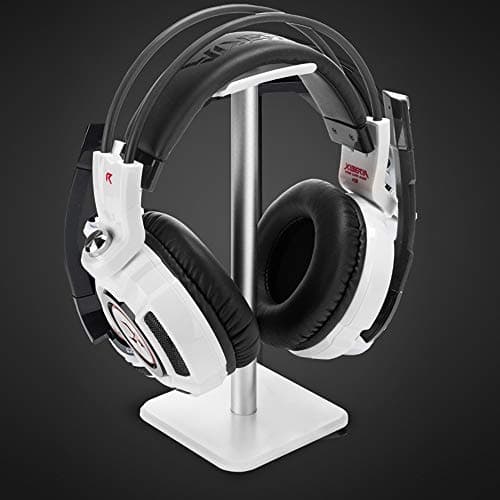 Headphone Stand Gaming Headset Holder Universal Aluminum Metal Headphone Holder Hanger with Aluminum Supporting Bar Flexible Headrest ABS Solid Base for All Headphone,White