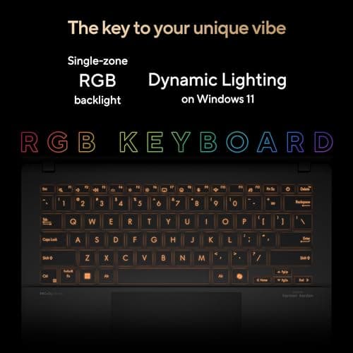 ASUS Vivobook S 14 OLED Slim Laptop, AMD Ryzen AI 9 365(10 Cores), 24GB, 512GB SSD, Customizable RGB Keyboard, Neutral Black, M5406WA-DS76