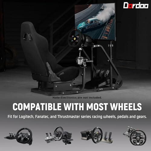 Dardoo g923 Racing Simulator Cockpit with Monitor Mount and Black Seat Adjustable Fits For Logitech g29 g920, Thrustmaster t300 Simulated Cockpit Without Shifter, Wheel, Pedals and Display