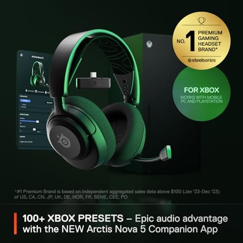 SteelSeries Arctis Nova 5X Wireless Multi-System Gaming Headset — Neodymium Magnetic Drivers — 100+ Audio Presets — 60 HR Battery — 2.4GHz or BT — ClearCast Gen2.X Mic — Xbox, PC, PS, Switch, Mobile