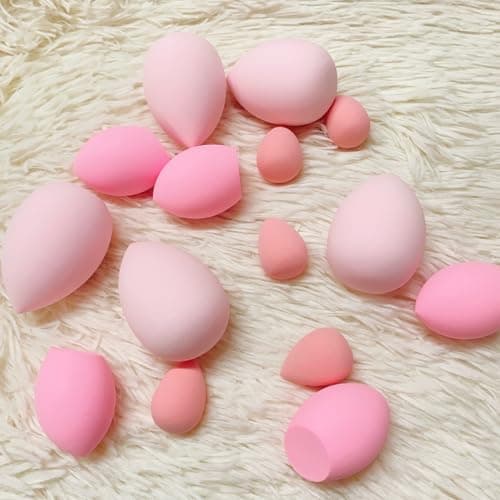 15 pcs Beauty blender Makeup Sponge Bulk:Blender Sponges 15 Pcs for Liquid, Cream, and Powder, Multi-colored Pink make up sponges for foundation