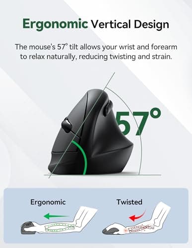 TECKNET Mini Vertical Wireless Mouse, Ergonomic Mouse for Small Hands, 4800DPI, 5 Adjustable DPI Levels, 6 Buttons, 2.4GHz Silent Optical Wireless Mouse for Laptop, Computers, PCs, Macs