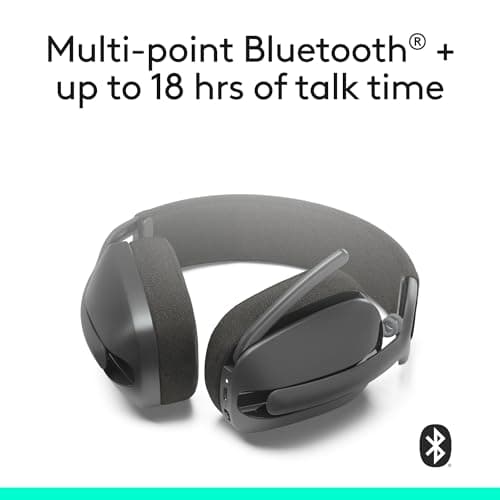 Logitech Zone Vibe 100 Lightweight Wireless Over Ear Headphones with Noise Canceling Microphone, Advanced Multipoint Bluetooth Headset, Works with Teams, Google Meet, Zoom, Mac/PC - Graphite