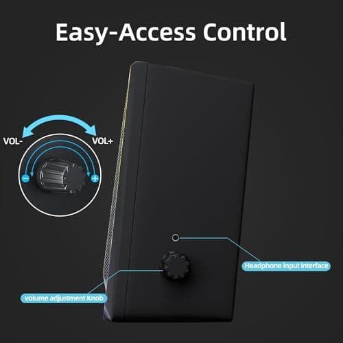 Computer Speakers with 3.5 mm Aux,Desktop Speakers with Various Colorful RGB Lights,Gaming Speakers with Volume Control,Computer Speakers for PC/Desktop Monitor/Laptop/Tablet Phone