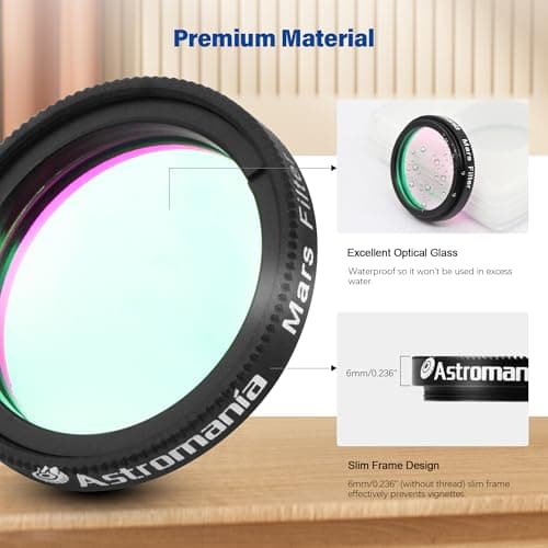 Astromania 1.25" Mars Observing Eyepiece Filter - Prepare for July's Opposition - Designed to Ferret Out Resolution of Martian Polar Regions, Highland Mountain ranges, and expansive mare flatlands